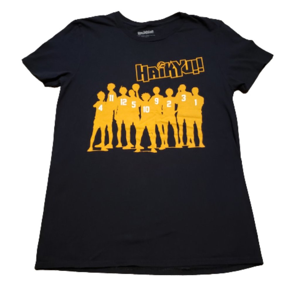 Haikyu!! T-Shirt Men's Medium M Black Orange Anime Tee Volleyball Sports Japan